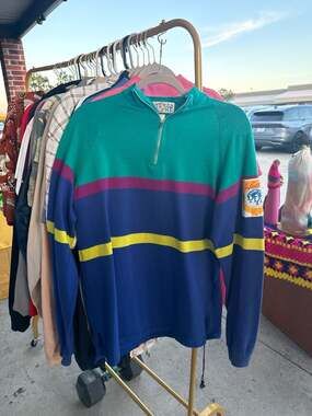 Vintage 90s Jantzen Sport Colorblock 1/4 Zip Pullover Sweatshirt Made in USA